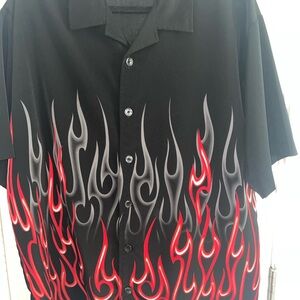 Men's Black Flame Design Casual Shirt